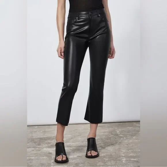 Zara Pants Jumpsuits Zara Faux Leather Cropped Bootcut Dreed
